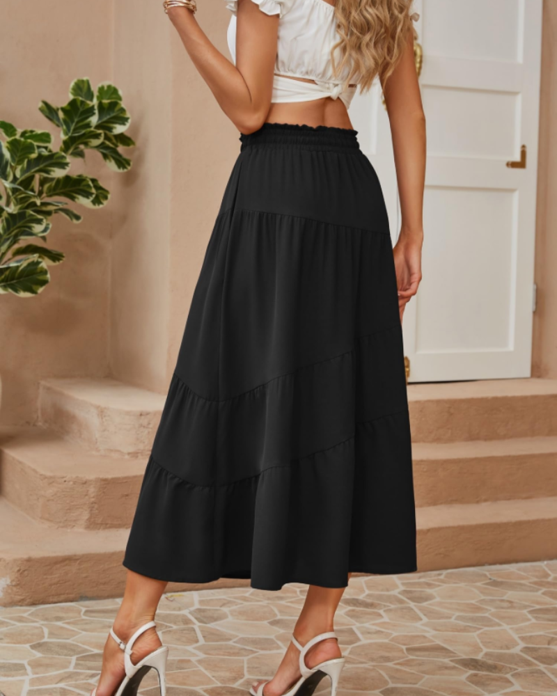 Gonna Scarlett Jupe Maxi Donna – Gonna Lunga Bohemien a Volant con Vita Elastica e Tasche
