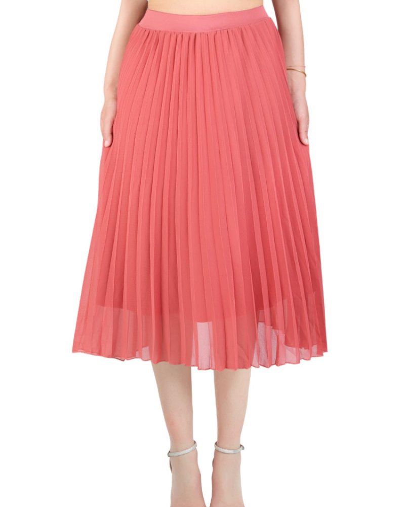 Emma Jupe Maxi Femme – Jupe Longue Plissée en Mousseline avec Taille Élastique