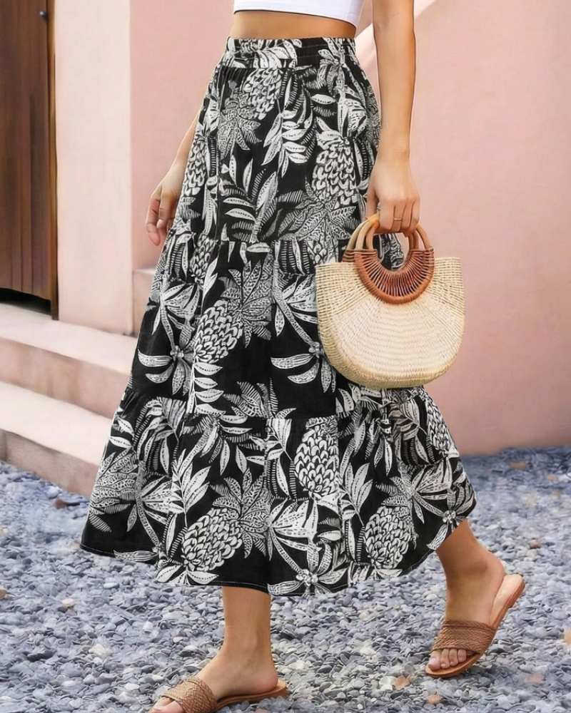 Hadley Jupe Midi Fleurie Femme – Jupe Trapèze Vintage à Taille Élastique