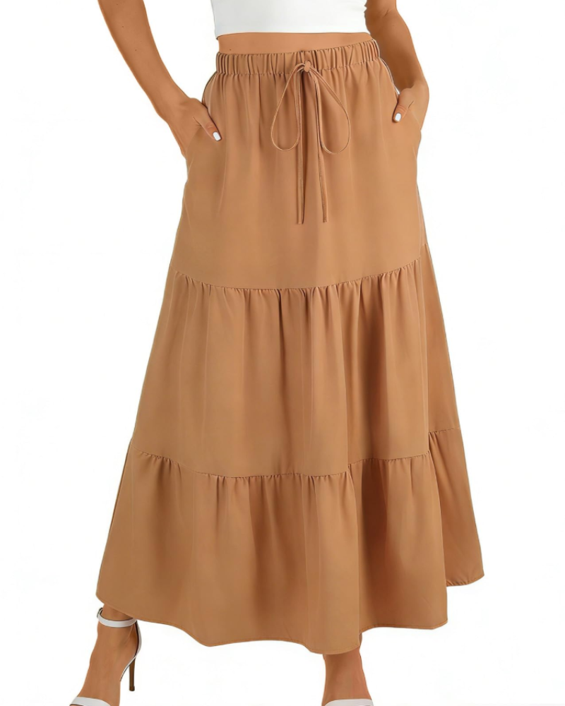 Grace Jupe Maxi Femme – Jupe Longue Évasée avec Taille Haute Élastique & Poches