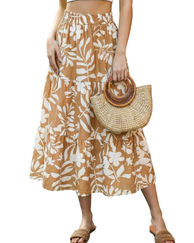 Hadley Jupe Midi Fleurie Femme – Jupe Trapèze Vintage à Taille Élastique