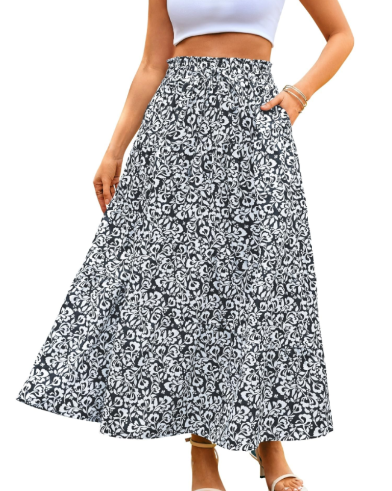 Gonna Scarlett Jupe Maxi Donna – Gonna Lunga Bohemien a Volant con Vita Elastica e Tasche