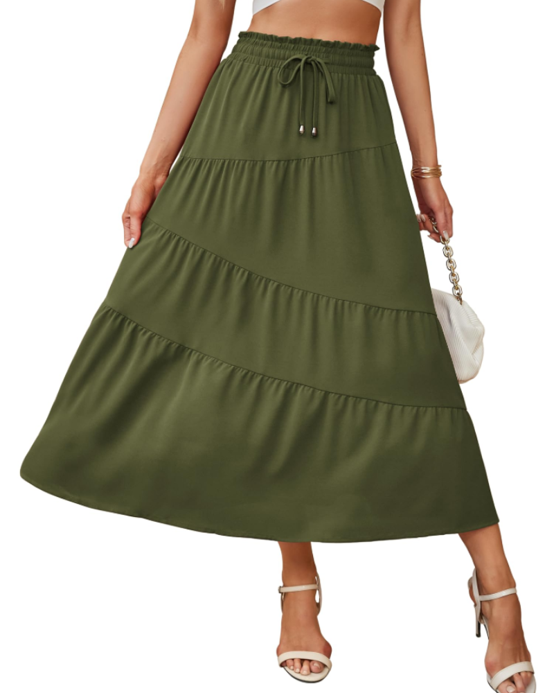 Gonna Scarlett Jupe Maxi Donna – Gonna Lunga Bohemien a Volant con Vita Elastica e Tasche