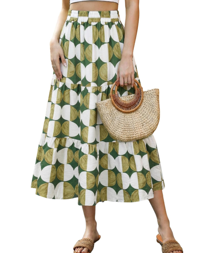 Hadley Jupe Midi Fleurie Femme – Jupe Trapèze Vintage à Taille Élastique