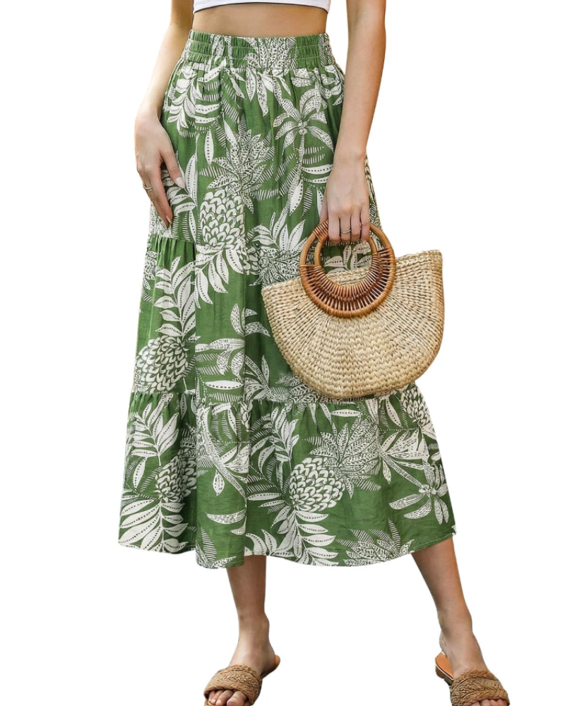 Hadley Jupe Midi Fleurie Femme – Jupe Trapèze Vintage à Taille Élastique