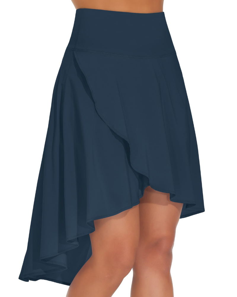 Maya Jupe-Short Dame – Skort med Høj Talje, Integrerede Shorts, Flæser og Lommetasker