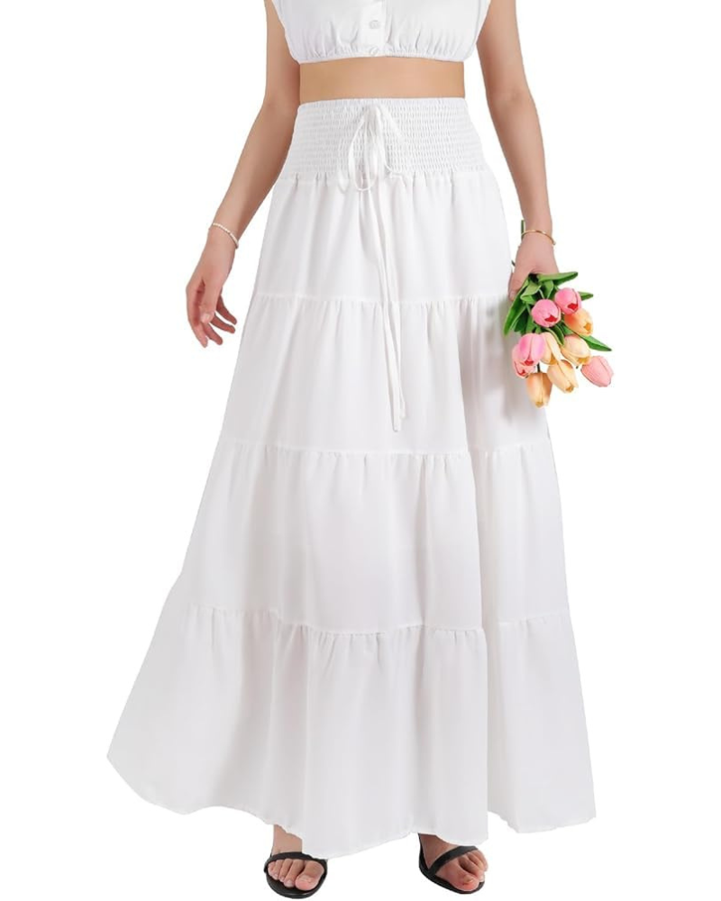 Zoe Jupe Maxi Dame 2-i-1 – Lang Chiffon Nederdel eller Stropløs Kjole med Elastisk Talje
