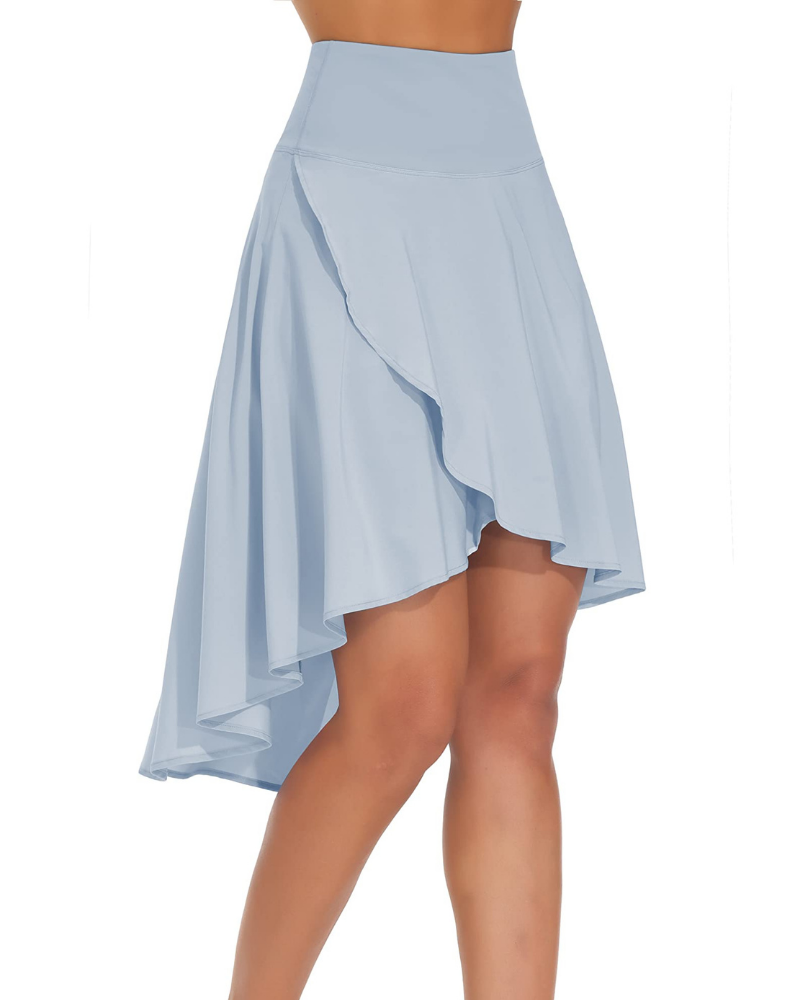 Maya Jupe-Short Dame – Skort med Høj Talje, Integrerede Shorts, Flæser og Lommetasker