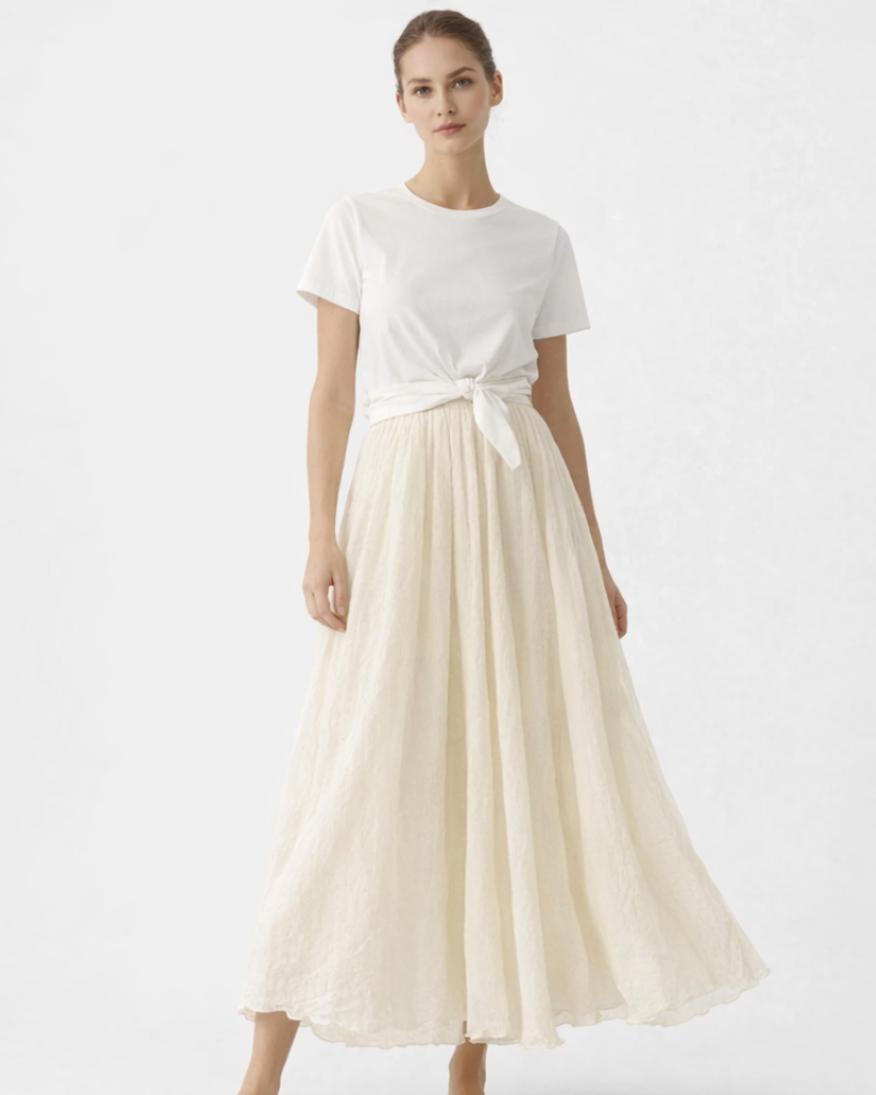 Falda larga para mujer Kitty – Corte fluido, cintura elástica y estilo maxi ligero