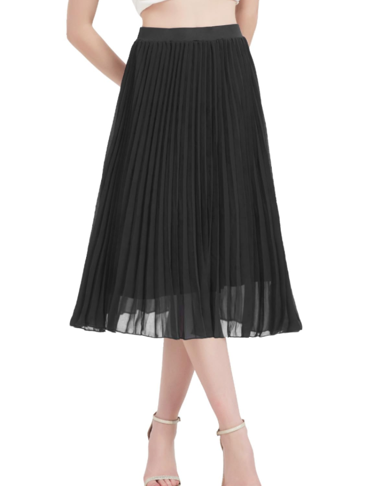 Emma Jupe Maxi Femme – Jupe Longue Plissée en Mousseline avec Taille Élastique