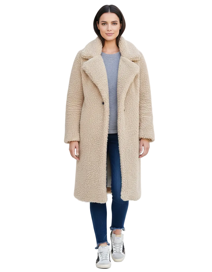Soph Manteau Teddy Damski – Miękka i Ciepła Kurtka Oversize na Codzienny Komfort