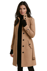 Gabardina Sandy para Mujer – Abrigo de Invierno con Cuello Alto y Corte Entallado Elegante