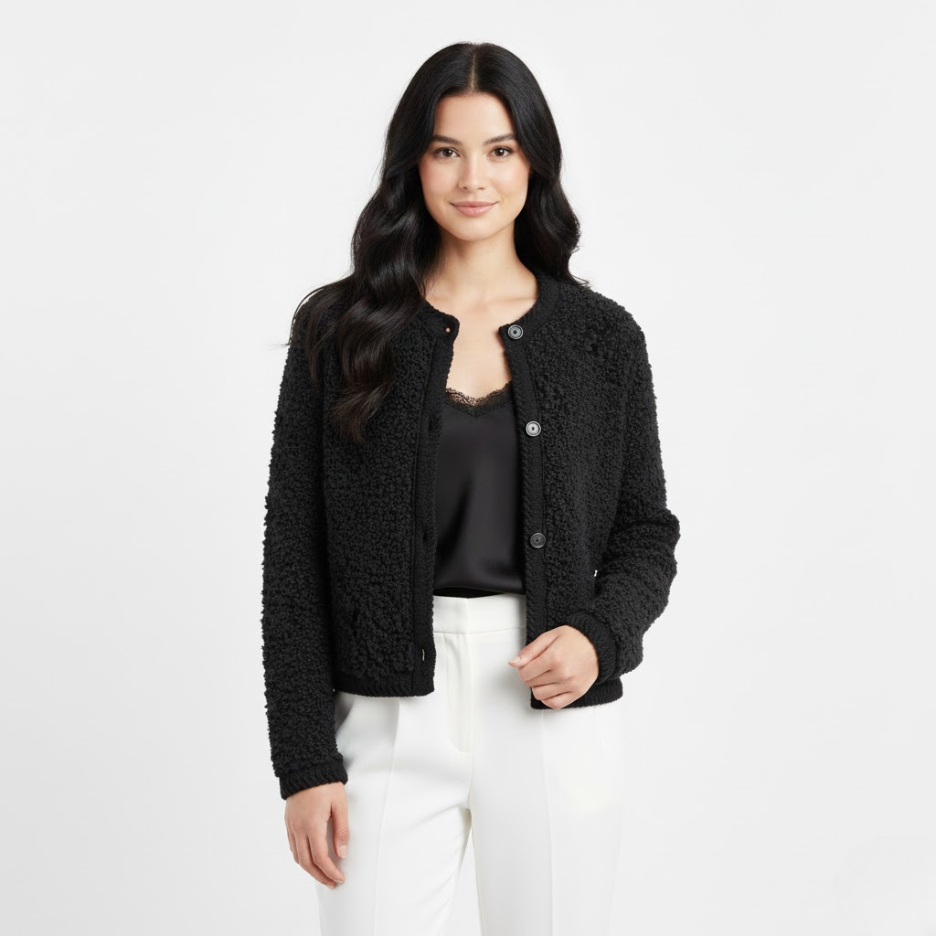 Milda Teddyjacke Damen – Weite Oversize-Weste aus Kunstfell mit klassischen Knöpfen