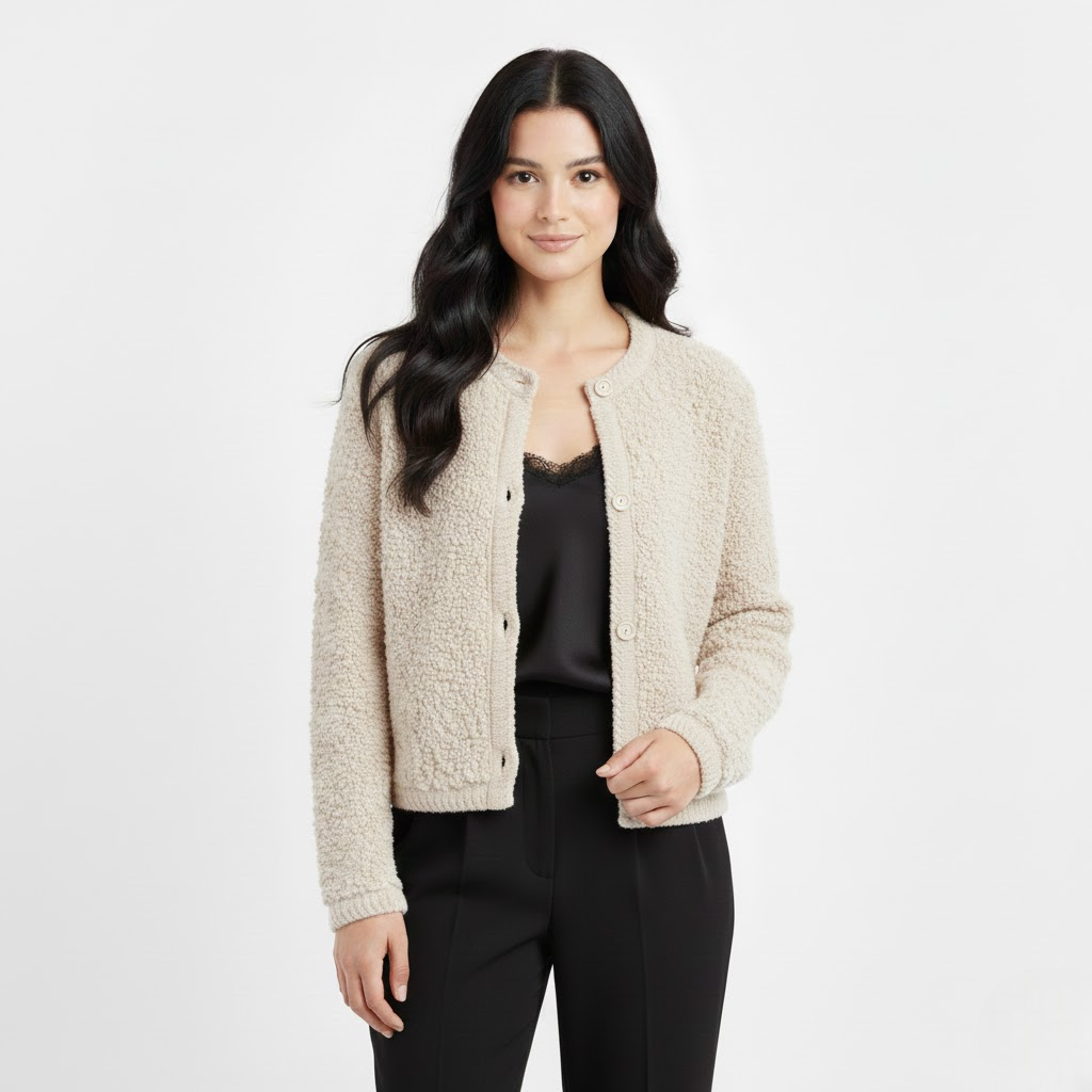 Milda Teddy Vest for Women – Soft Oversized Faux Fur Cardigan with Classic Buttons