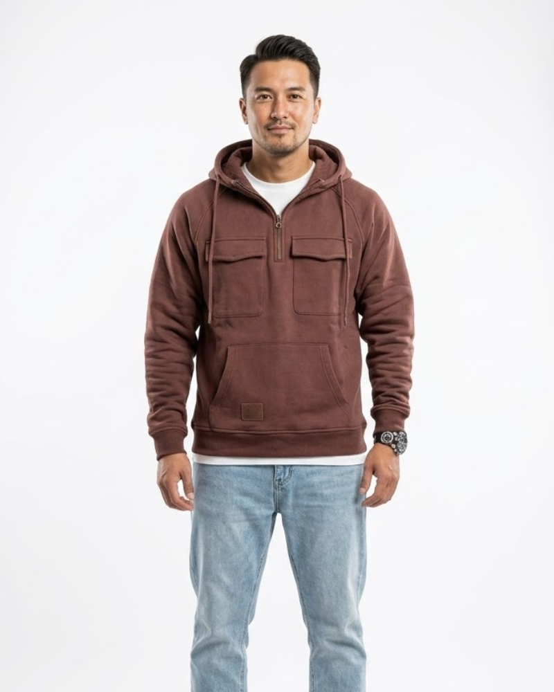 Luke Men's Polar Fleece Half-Zip Sweatshirt – Warm Workwear Sweatshirt with Casual Style Pockets