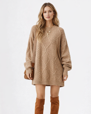 Kaelis Dámský Oversize Svetr Šaty – Měkké Pletené Šaty, Elegantní Zimní Svetr Šaty