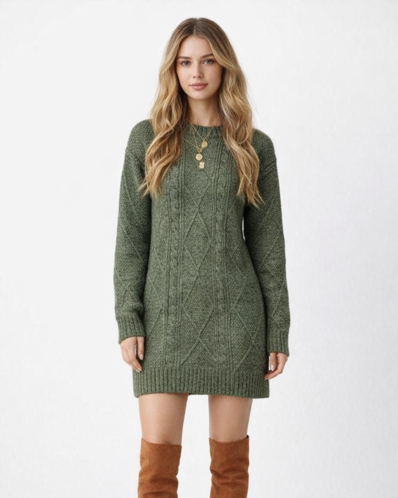 Kaelis Dámský Oversize Svetr Šaty – Měkké Pletené Šaty, Elegantní Zimní Svetr Šaty
