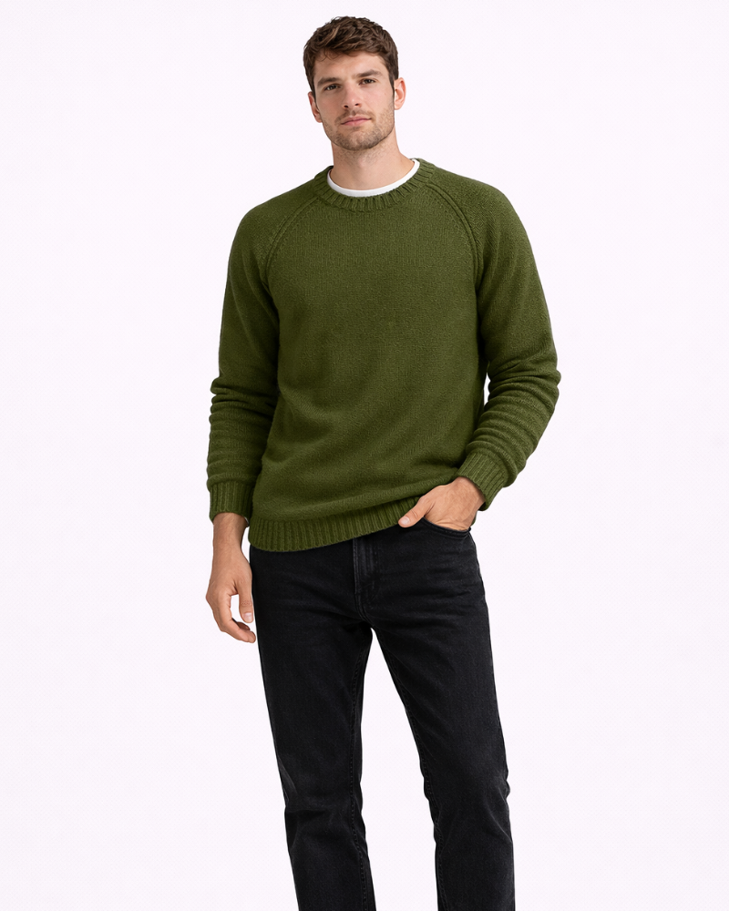 Jersey de punto para hombre Gaël – Jersey de cuello redondo suave, corte relajado, estilo casual