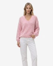 Fenelyn Dámský Oversize V-krk Svetr – Volný Pletený Svetr s Dlouhými Rukávy v Ležérním Stylu
