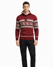 Jersey Alaric Pull Noël Hombre con Cremallera – Jersey de Invierno Cuello Alto de Algodón, Jersey Festivo Cómodo