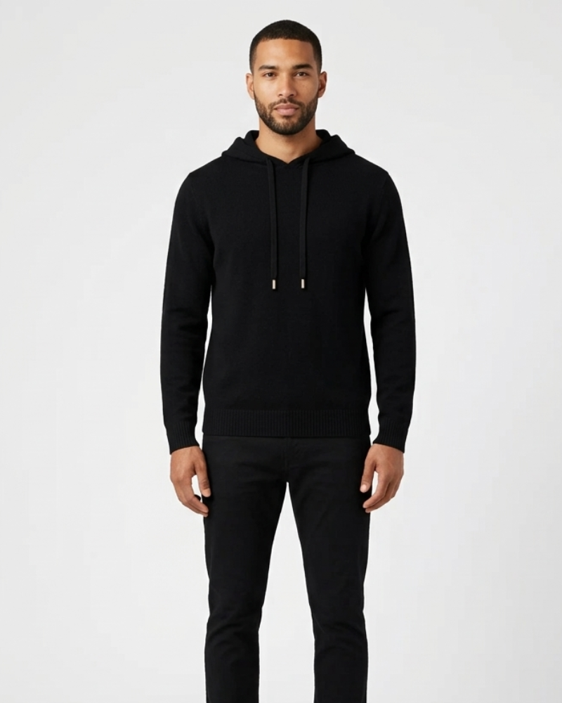 Sudadera con capucha Enzo para hombre – Jersey de mezcla de lana con capucha ajustable para comodidad diaria