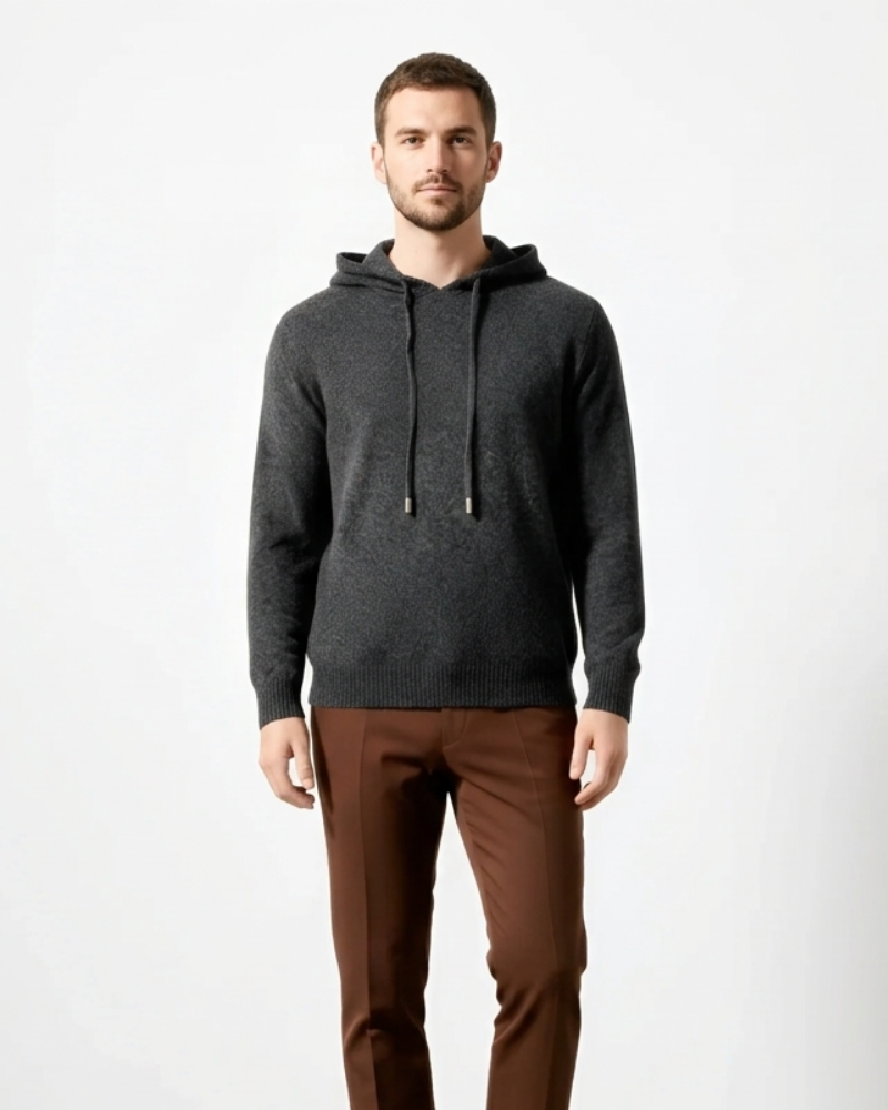 Sudadera con capucha Enzo para hombre – Jersey de mezcla de lana con capucha ajustable para comodidad diaria