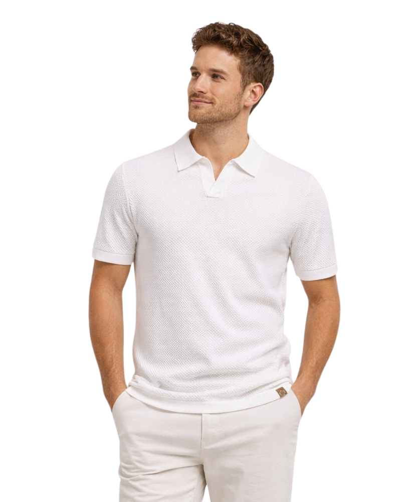 Sébastien Polo Herre Struktureret – Moderne Åben Krave & Elegant Komfortabel Pasform