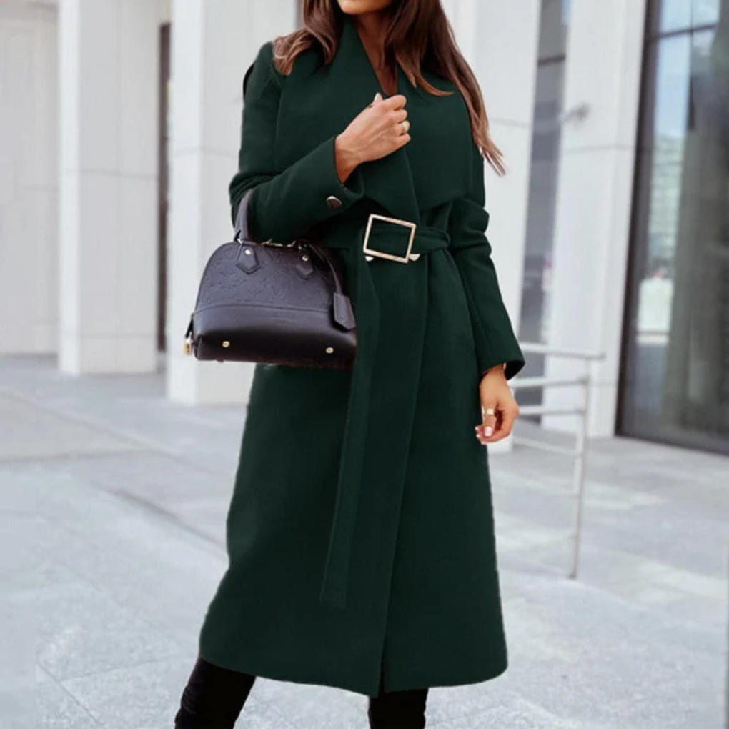Carmen Langer Wollmix-Mantel für Damen – Eleganter Oversize Kragen & Weicher Strukturierter Stoff