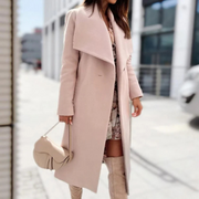 Carmen Langer Wollmix-Mantel für Damen – Eleganter Oversize Kragen & Weicher Strukturierter Stoff
