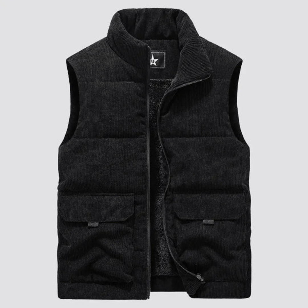 Ryan Gilet Homme en Velours Côtelé – Intérieur Matelassé & Col Montant Urbain