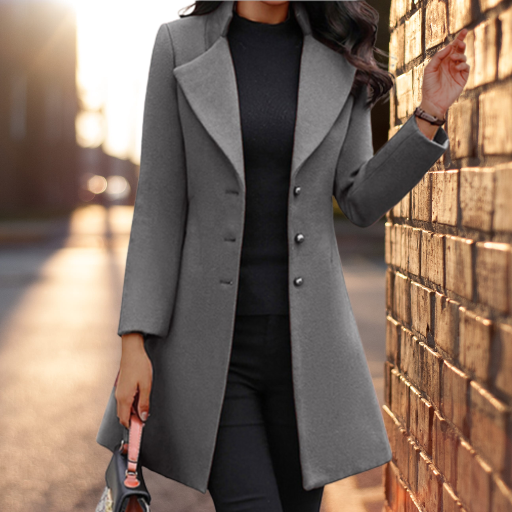 Juniper Manteau en Laine Mélangée para Mujer – Chaqueta de Invierno Ajustada con Diseño Clásico y Elegante