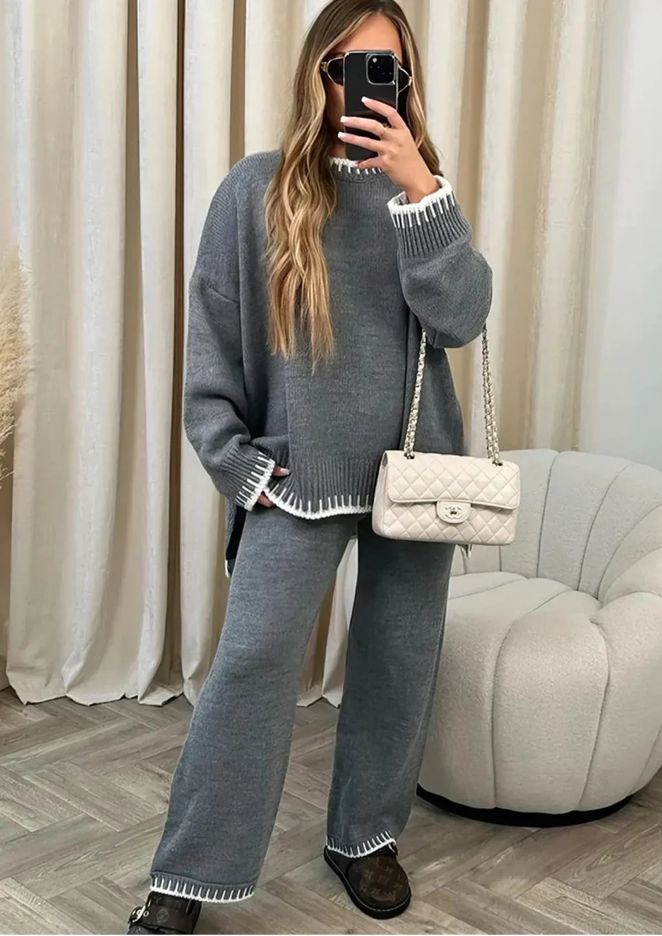 Ella Ensemble Loungewear Dámske – Pohodlná dvojdielna súprava z pleteniny s voľným strihom
