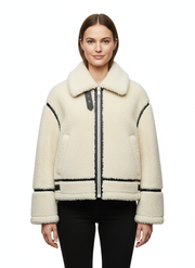 Abrigo Teddy Aurora para Mujer – Chaqueta Suave Beige con Corte Informal y Estilo Cómodo