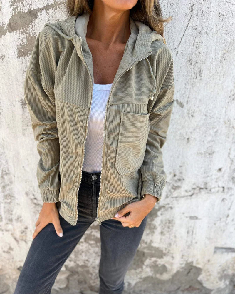 Mackenzie Casaco Mulher em Veludo Cotelê – Estilo Vintage com Capuz Ajustável & Corte Confortável