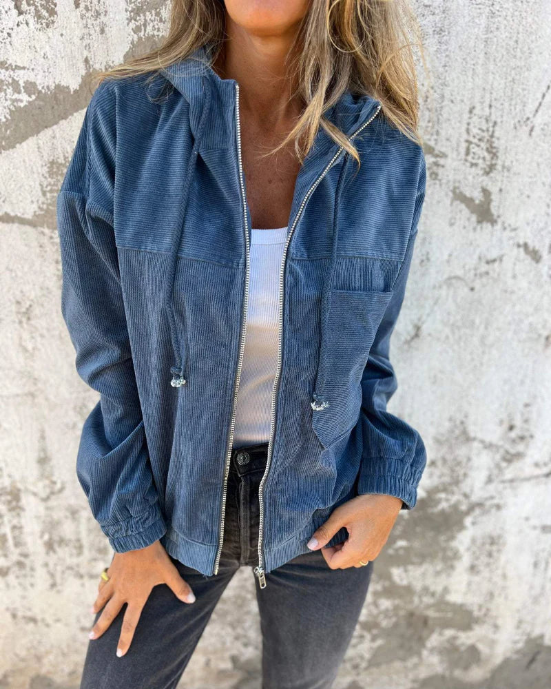 Mackenzie Casaco Mulher em Veludo Cotelê – Estilo Vintage com Capuz Ajustável & Corte Confortável