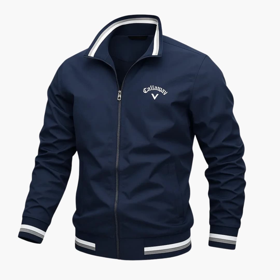 Everleigh herrejakke med lynlås – høj krave, almindelig pasform og elegant vævet stof