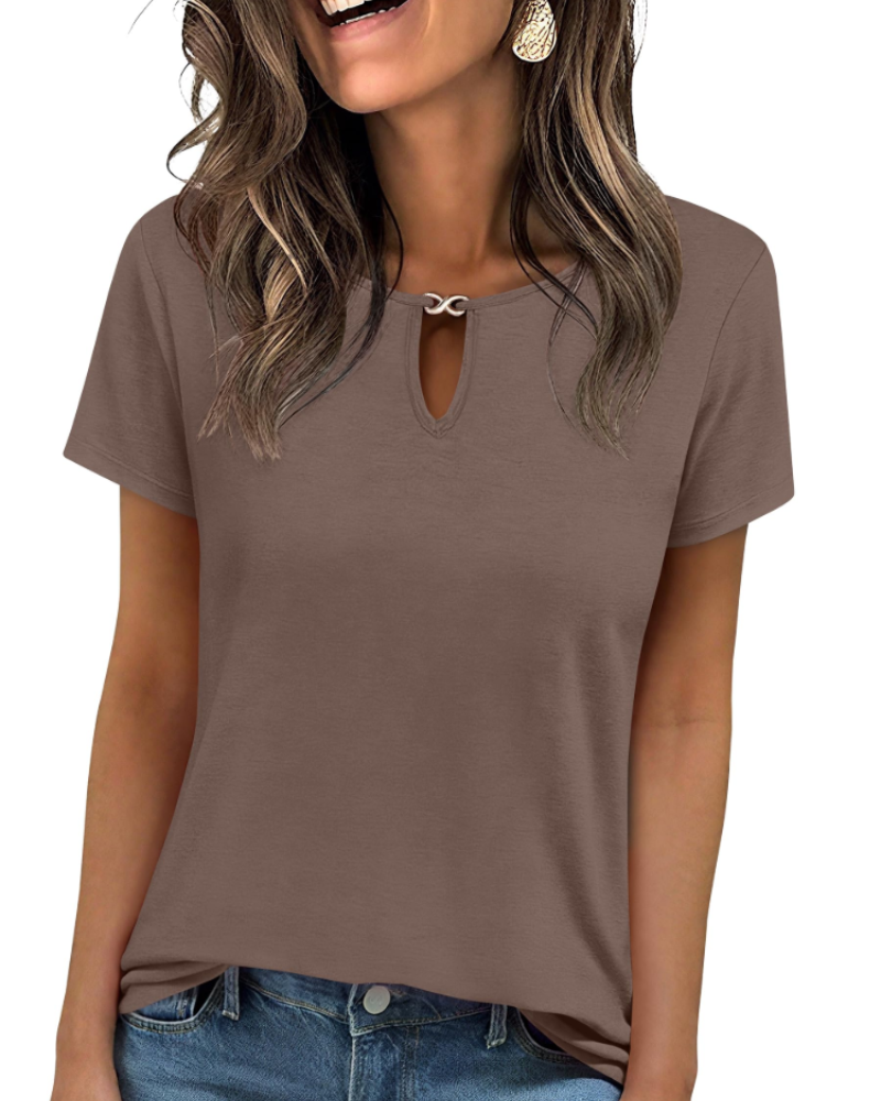Veya Top Femme – Elegantní tričko s výstřihem Keyhole, přiléhavý střih, ležérní šik léto