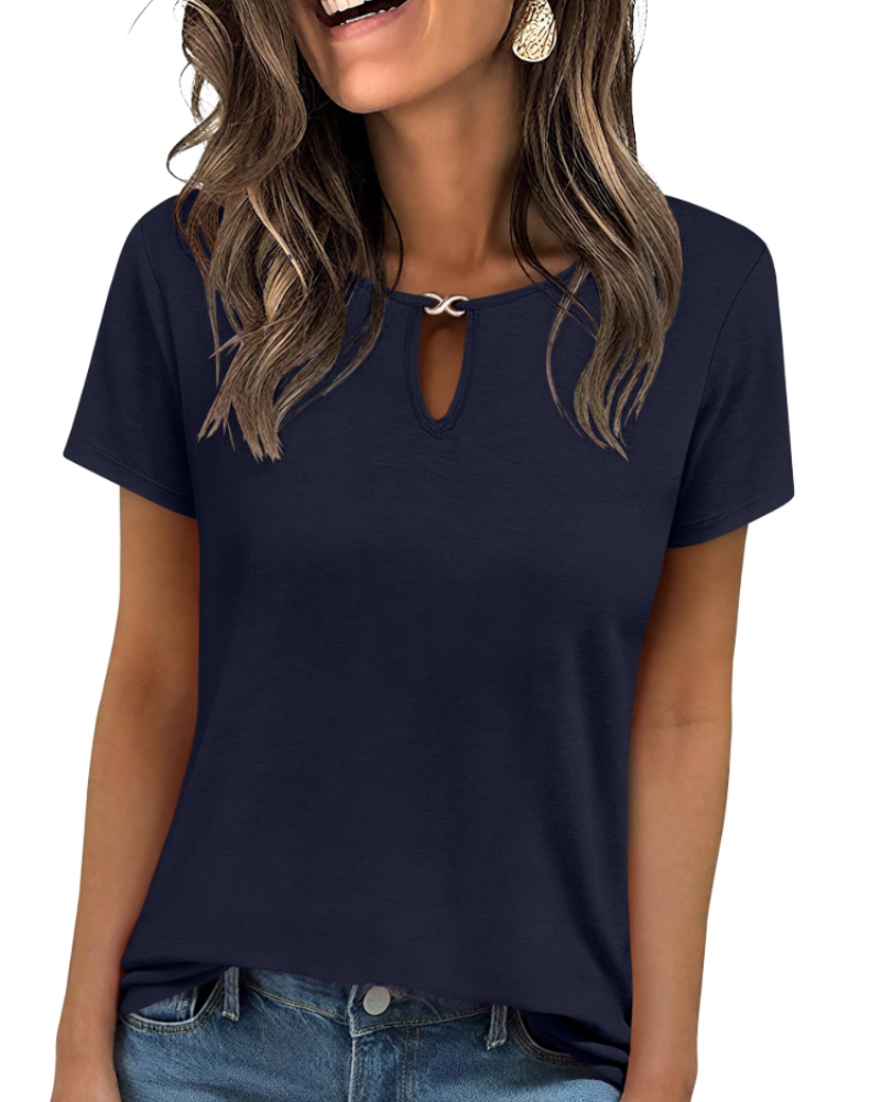 Veya Top Femme – Elegantní tričko s výstřihem Keyhole, přiléhavý střih, ležérní šik léto