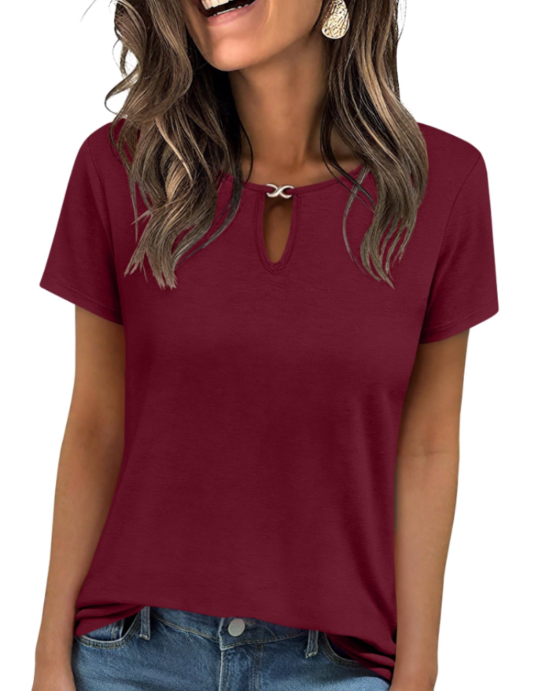 Veya Top Femme – Elegantní tričko s výstřihem Keyhole, přiléhavý střih, ležérní šik léto