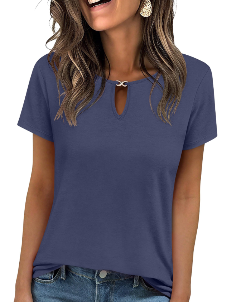 Veya Top Femme – Elegantní tričko s výstřihem Keyhole, přiléhavý střih, ležérní šik léto