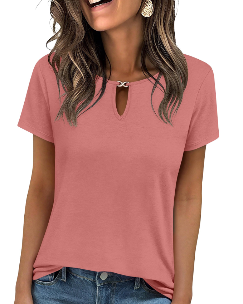 Veya Top Femme – Elegantní tričko s výstřihem Keyhole, přiléhavý střih, ležérní šik léto