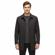 Victor Wintermantel für Herren, halb lang – Elegante Jacke mit einfachem Knopfverschluss & Reverskragen