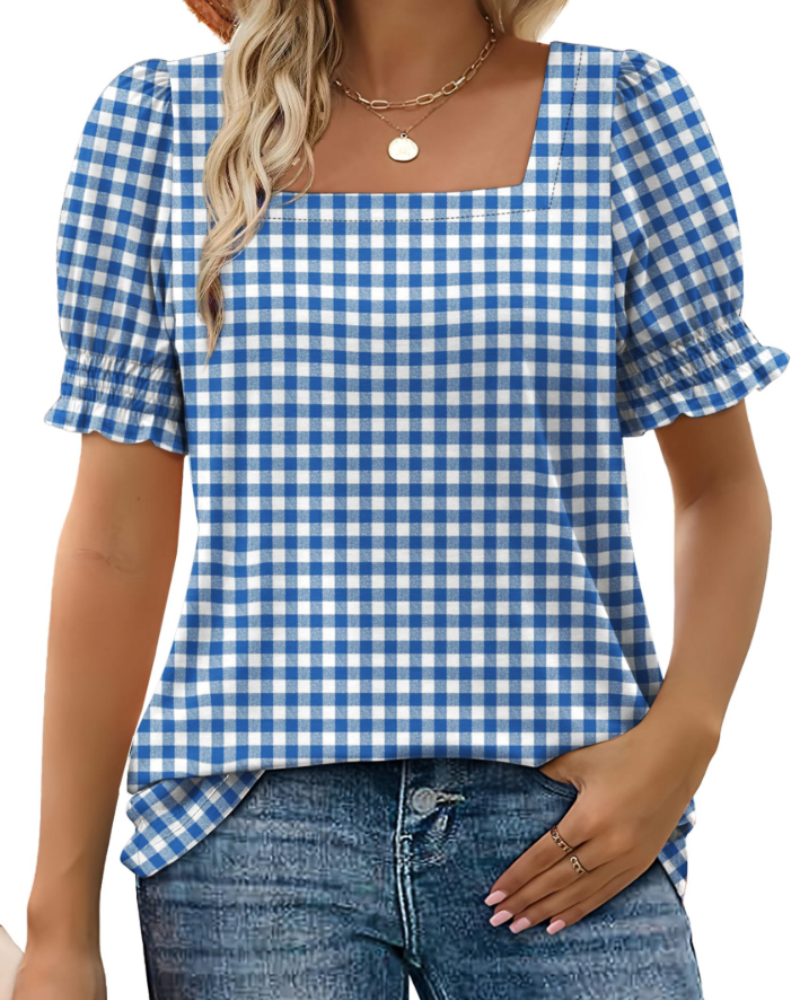 Vira Top Femme – T-shirt Col Carré à Manches Volants, Coupe Élégante Été