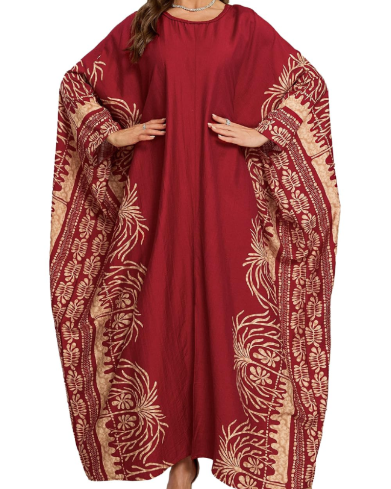 Isadora Kaftan Bohème Mujer – Vestido de Playa Oversize Bordado Estilo Resort