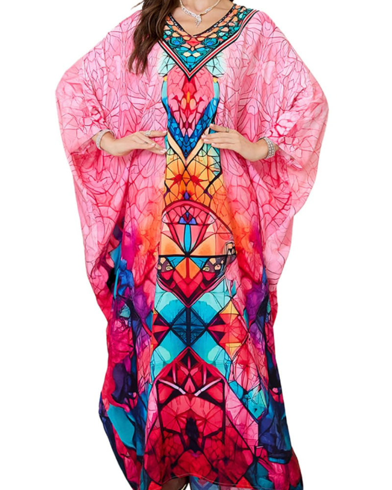 Kaftán Celestine Bohemio para Mujer – Vestido de Playa Oversize Ligero Talla Única