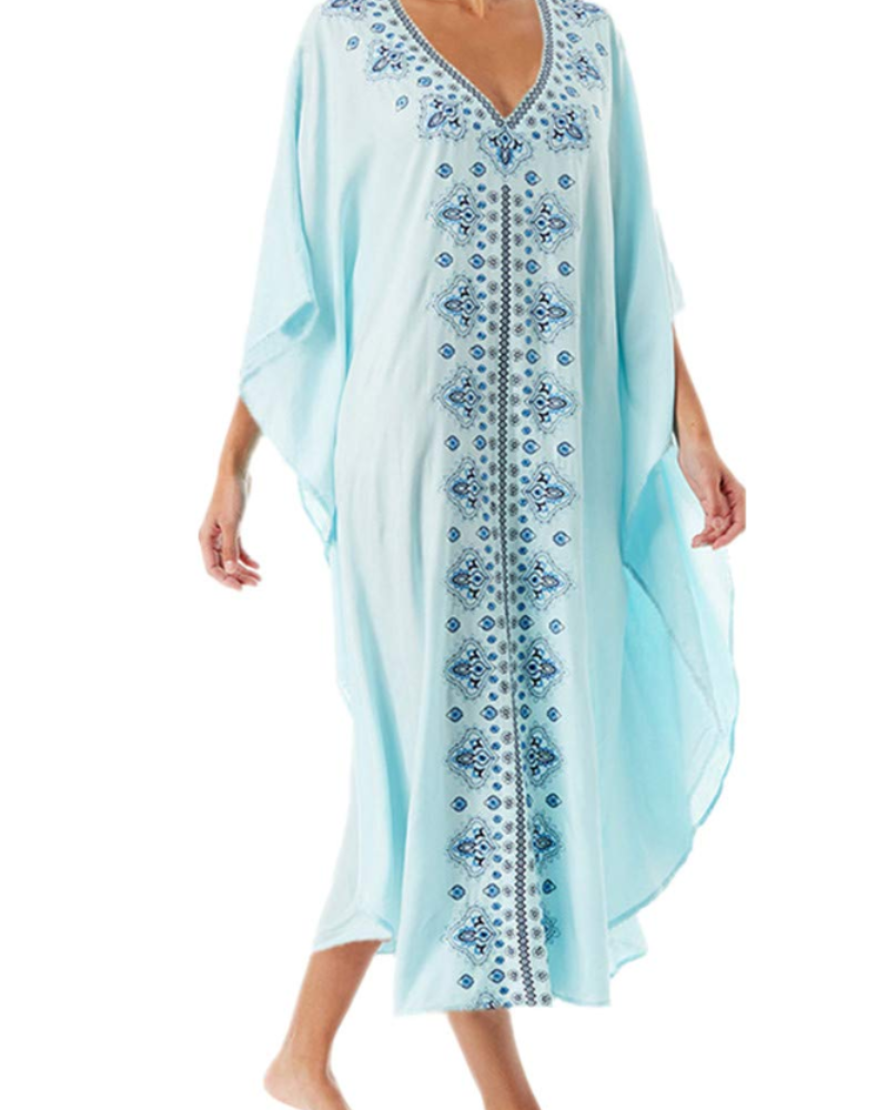 Vestido Kaftán Bohemio Gwendolyn para Mujer – Vestido de Playa Bordado Oversize Talla Única