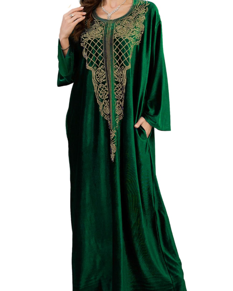 Isadora Kaftan Bohème Mujer – Vestido de Playa Oversize Bordado Estilo Resort