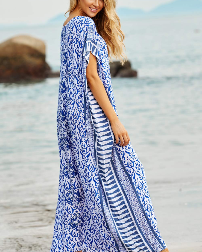 Isadora Kaftan Bohème Mujer – Vestido de Playa Oversize Bordado Estilo Resort
