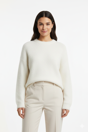 Donna Pull Oversize Femme – Sweat Crewneck Doux en Mohair Mix avec Coupe Confortable