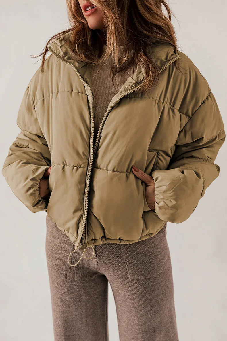 Mallory kratka ženska zimska jakna – oversize kaput s toplim visokim ovratnikom